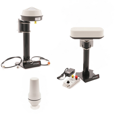 A set of satellite phone antennas and associated equipment, including cables and stands. ASE Antenna Kits (by Blue Sky Networks)