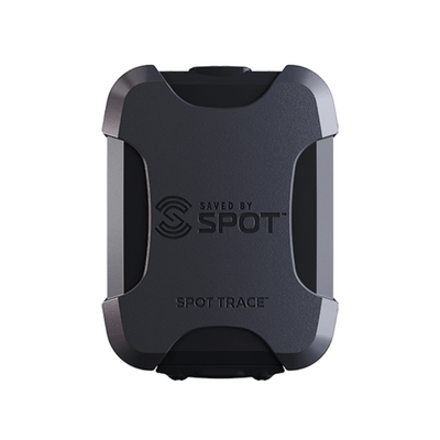 A black SPOT Trace device, designed for tracking and locating assets via satellite.